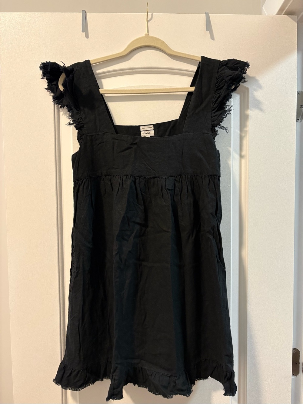 Black Ruffle Strap Babydoll Style Dress
